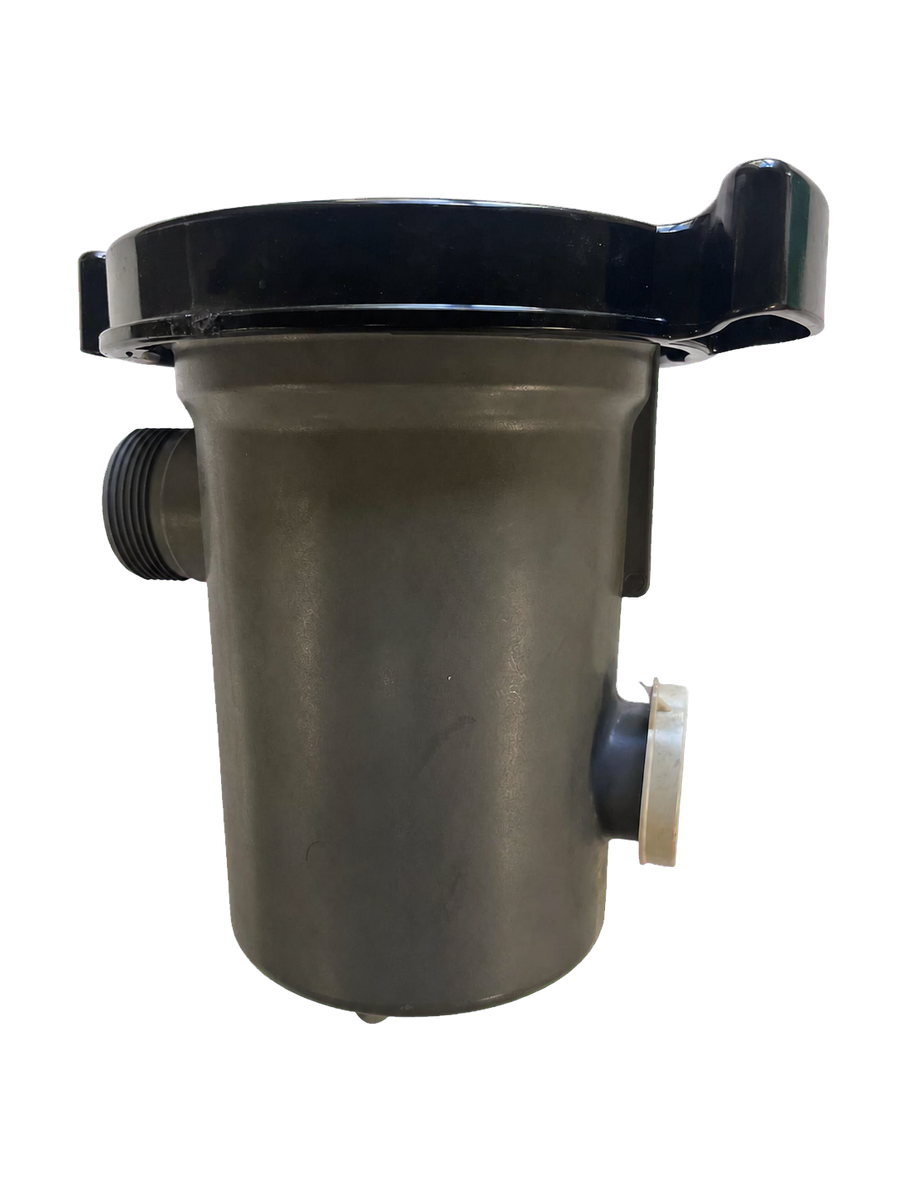 Pump pot strainer trap assembly with lid for Cowboy Pool filter pump